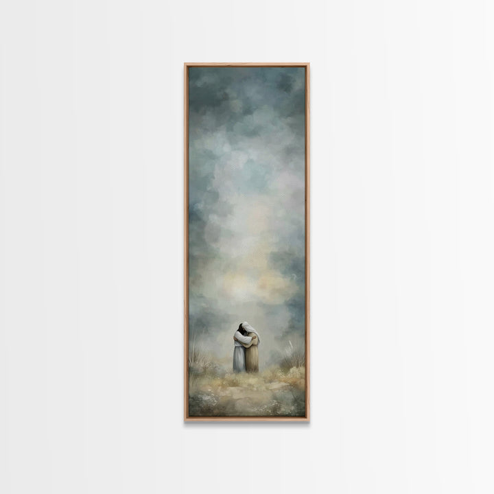 Embrace of Grace | Framed Canvas Print | Christian Wall Art | Christian Art Canvas | Christian Painting | Subtle Christian Art | Narrow Art