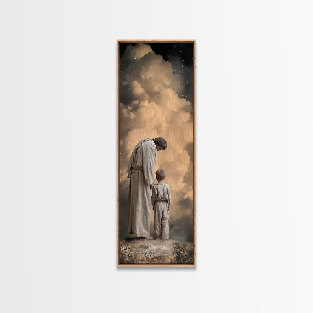 Guiding Hope Light – Framed Canvas Print – Christian Wall Art – Jesus Painting – Christian Art Canvas – Modern Christian Art – Tall Skinny
