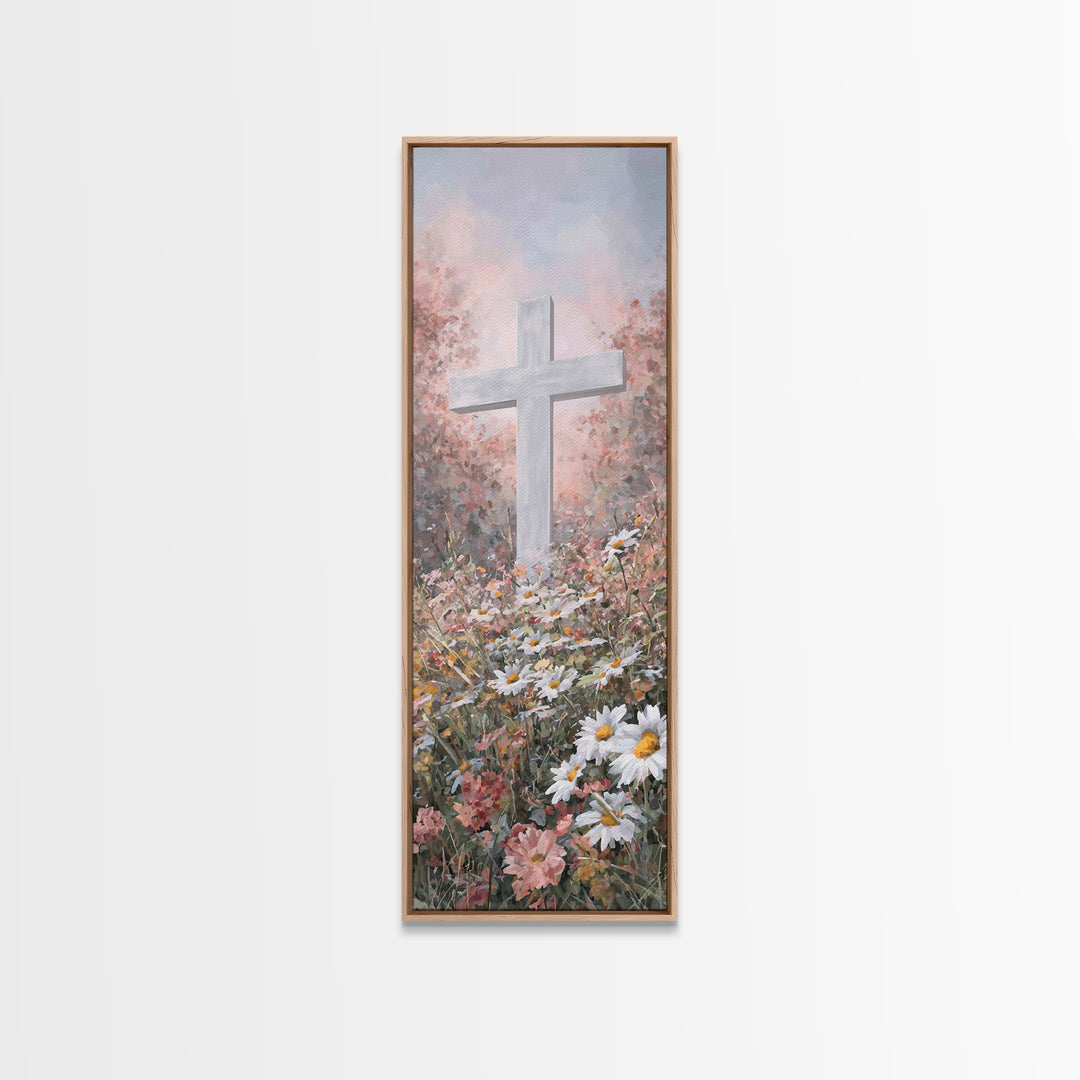 Garden Of Redemption, Framed Canvas Print, Christian Art Canvas, Christian Wall Art, Modern Christian Art, Christian Painting, Tall Skinny