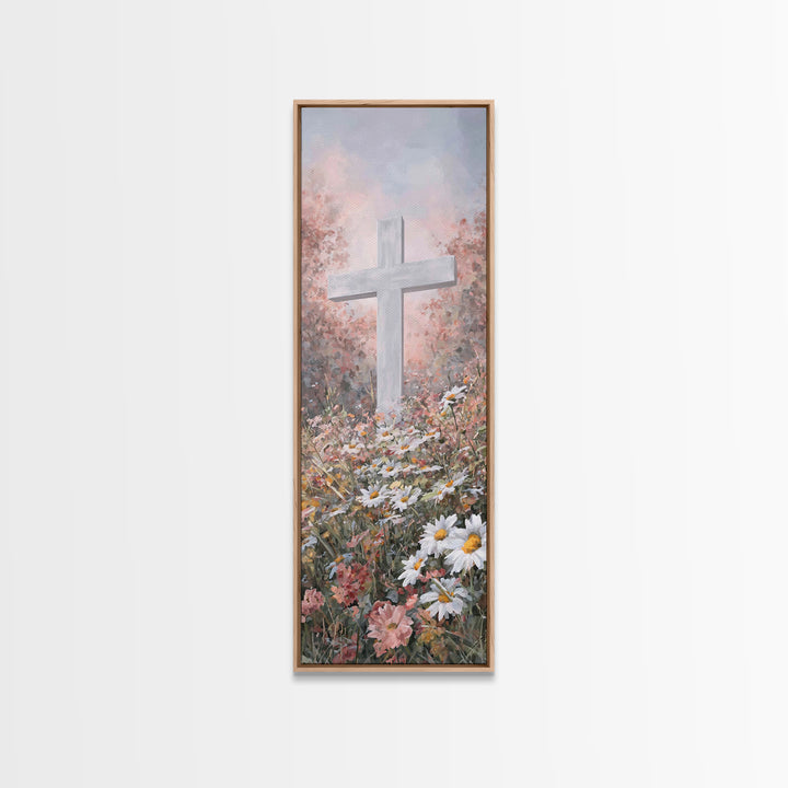 Garden Of Redemption, Framed Canvas Print, Christian Art Canvas, Christian Wall Art, Modern Christian Art, Christian Painting, Tall Skinny