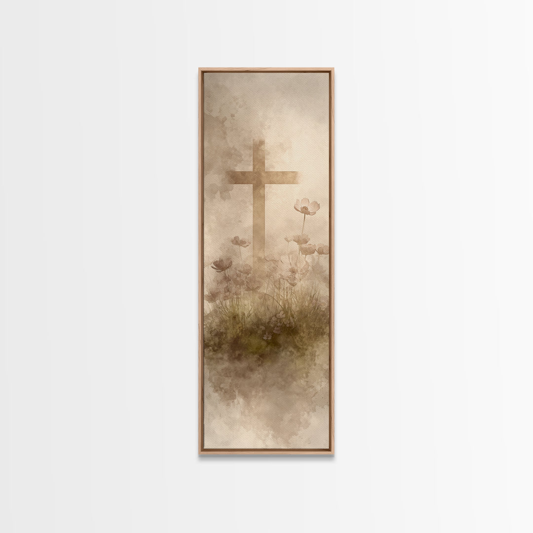 Cross Of New Dawn – Framed Canvas Print – Christian Art – Christian Wall Art – Christian Art Canvas – Modern Christian Art – Tall Narrow Wa
