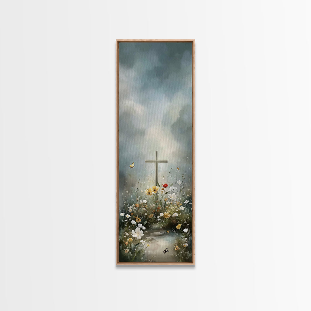 Garden Of Grace – Framed Canvas Print – Christian Wall Art – Christian Art Canvas – Jesus Painting – Tall Narrow Wall Art