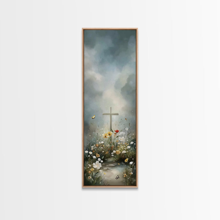Garden Of Grace – Framed Canvas Print – Christian Wall Art – Christian Art Canvas – Jesus Painting – Tall Narrow Wall Art