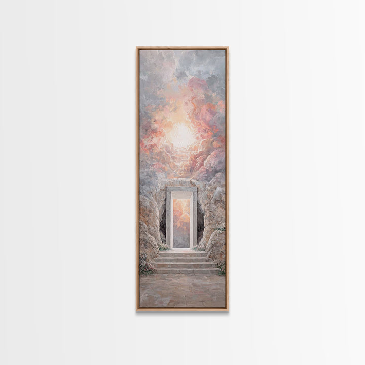 Heavenly Ascent Glow – Framed Canvas Print – Tall Narrow Wall Art – Christian Art Canvas – Christian Wall Art – Jesus Painting