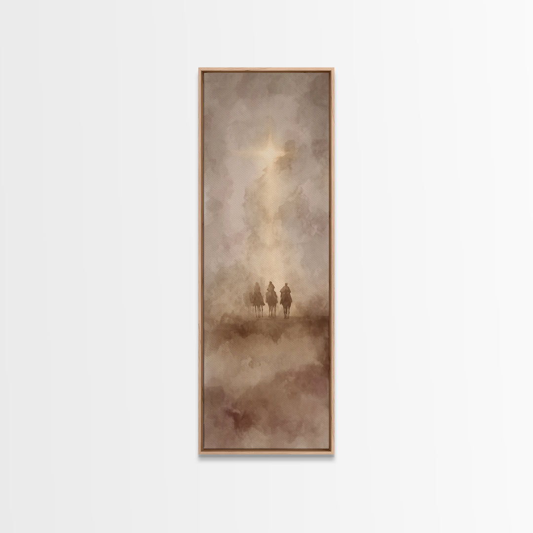 Desert Pilgrims | Framed Canvas Print | Tall Skinny Art Print | Christian Wall Art | Christian Art Canvas | Christmas Art
