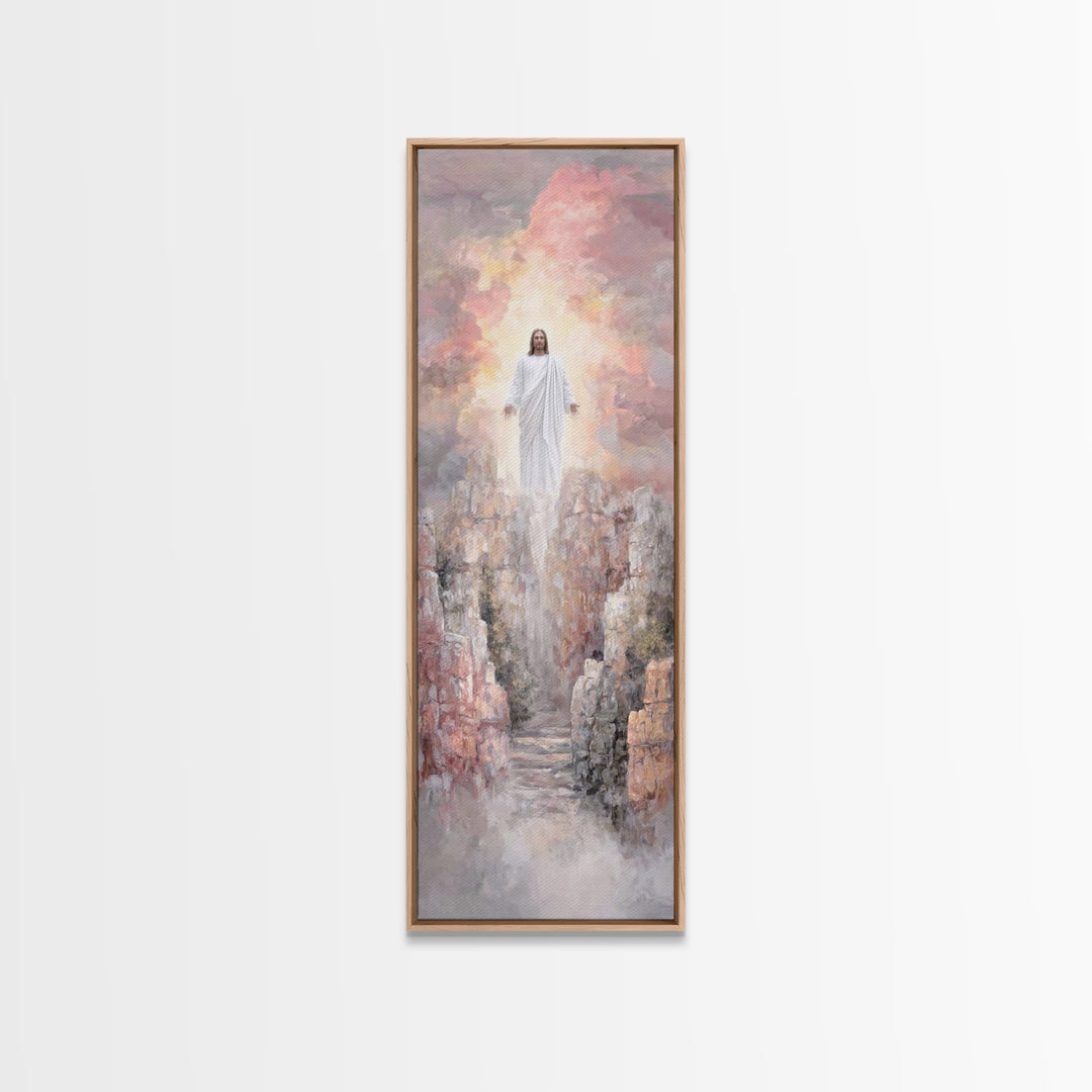 Ascension Light | Framed Canvas Print | Tall Narrow Wall Art | Christian Art Canvas | Jesus Painting | Christian Wall Art