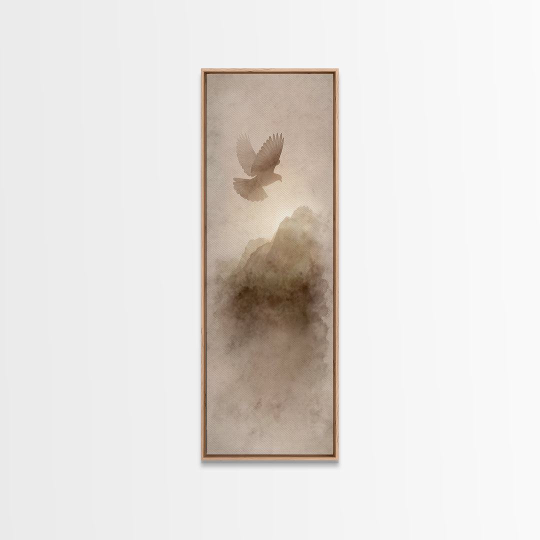 Wings Of Peace – Framed Canvas Print – Christian Wall Art – Christian Art Canvas – Tall Narrow Wall Art – Jesus Painting – Christian Decor