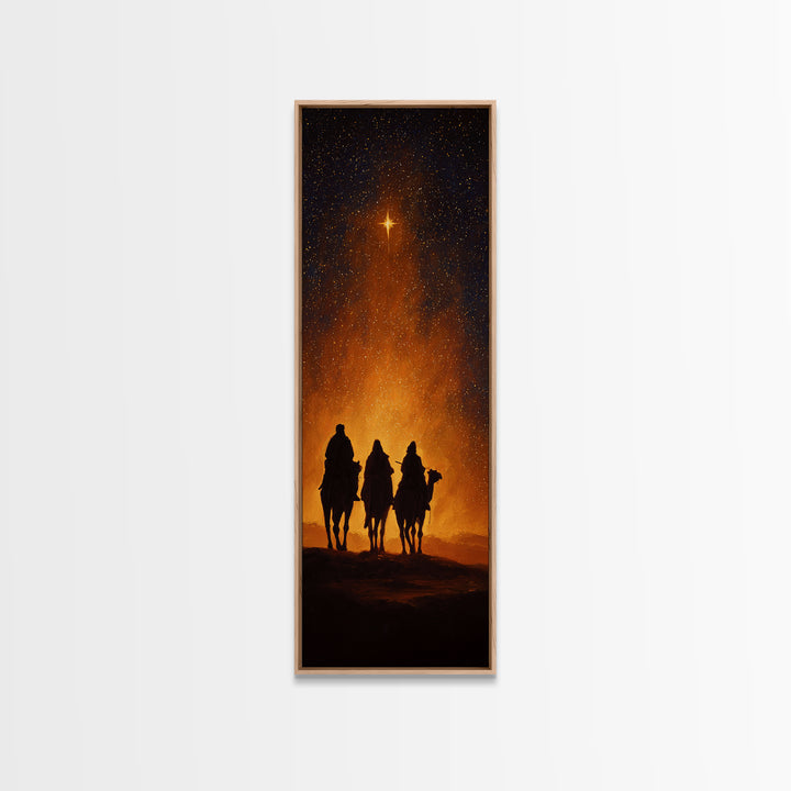 The Radiant Night – Framed Canvas Print – Narrow Art – Christian Art – Christian Christmas Art – Christian Painting – Christmas Wall Art –