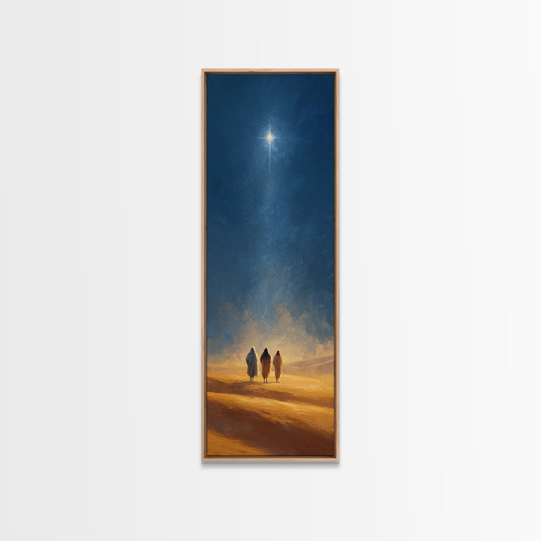 The Guiding Star – Framed Canvas Print – Christian Wall Art – Tall Narrow Wall Art – Christian Art Canvas – Christmas Art