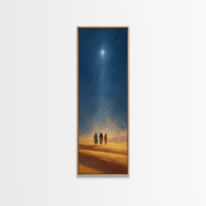 The Guiding Star – Framed Canvas Print – Christian Wall Art – Tall Narrow Wall Art – Christian Art Canvas – Christmas Art