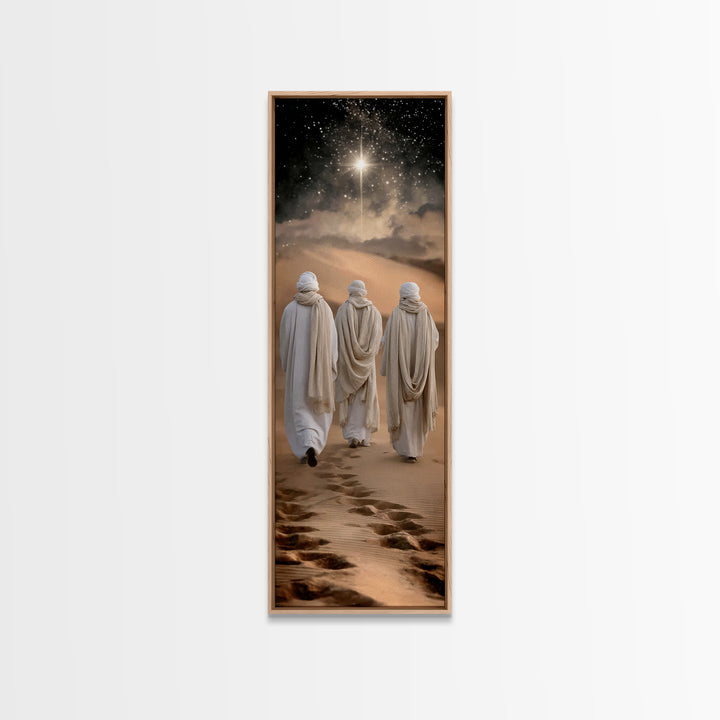 Desert Pilgrimage – Framed Canvas Print – Christian Art Canvas – Narrow Art – Christian Christmas Art – Christian Wall Art