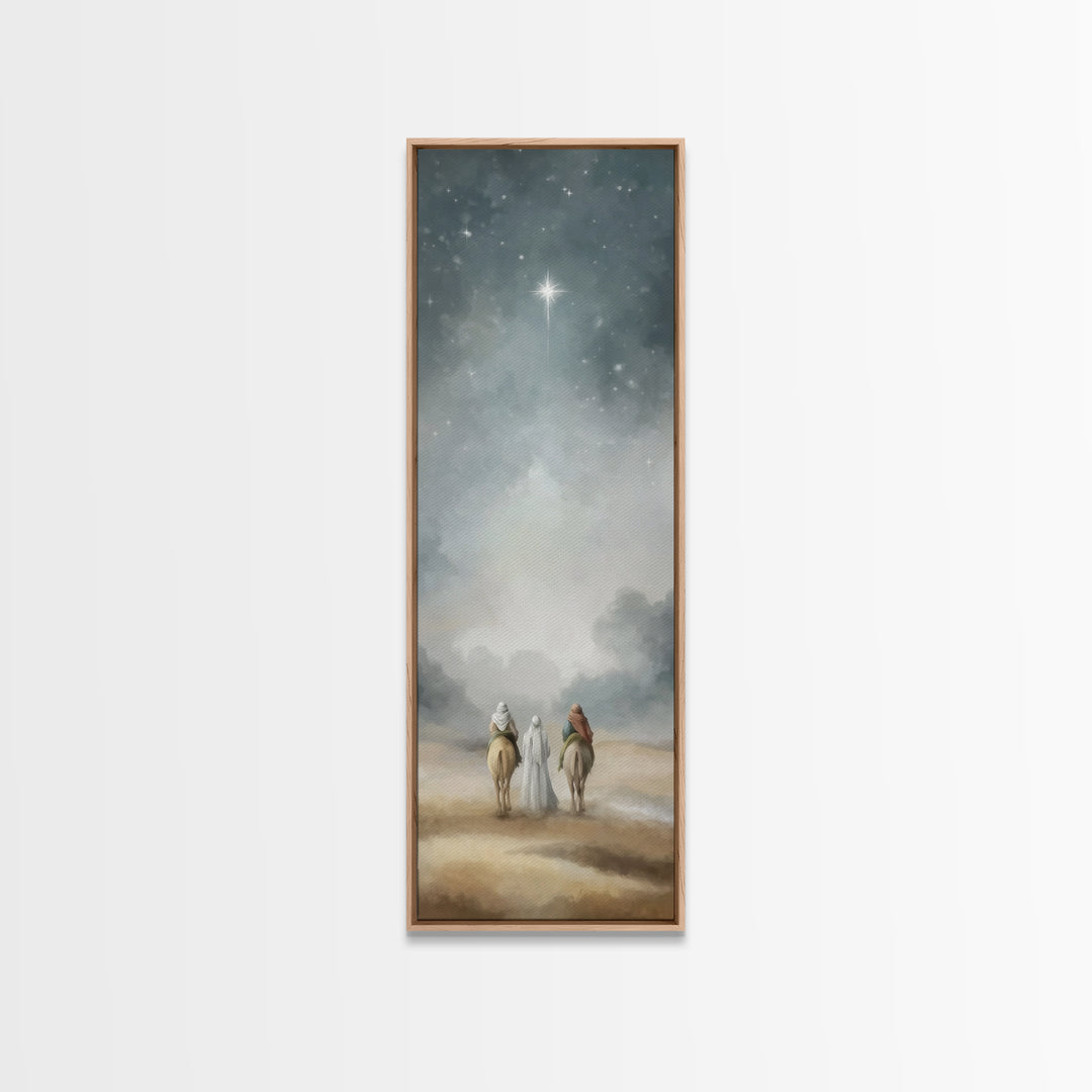 Sacred Night Path – Framed Canvas Print – Christian Art Canvas – Tall Narrow Wall Art – Christmas Wall Art – Christian Art