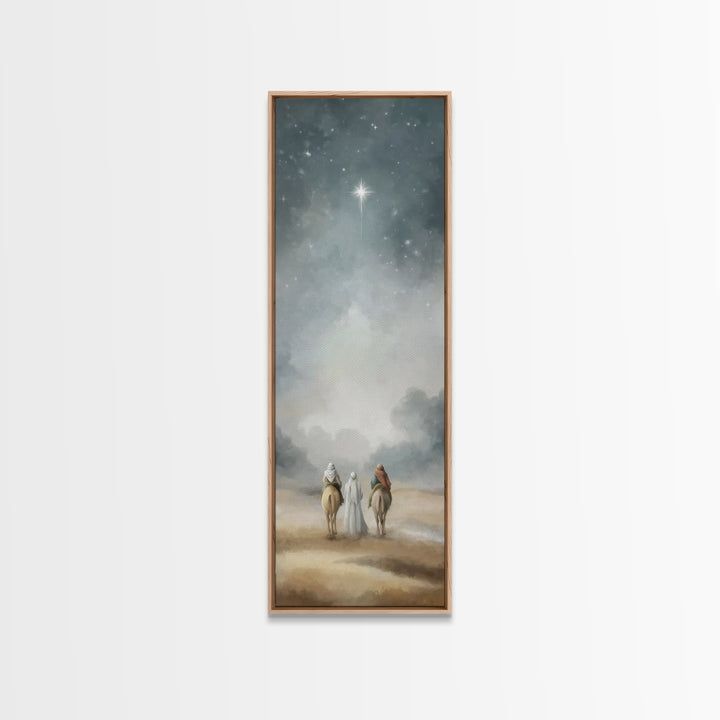 Sacred Night Path – Framed Canvas Print – Christian Art Canvas – Tall Narrow Wall Art – Christmas Wall Art – Christian Art