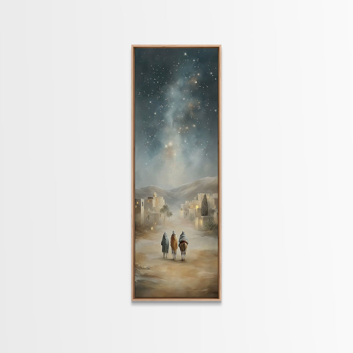 Bethlehem Wayfarers – Framed Canvas Print – Christian Christmas Art – Skinny Art – Christian Art Canvas – Christian Wall Art