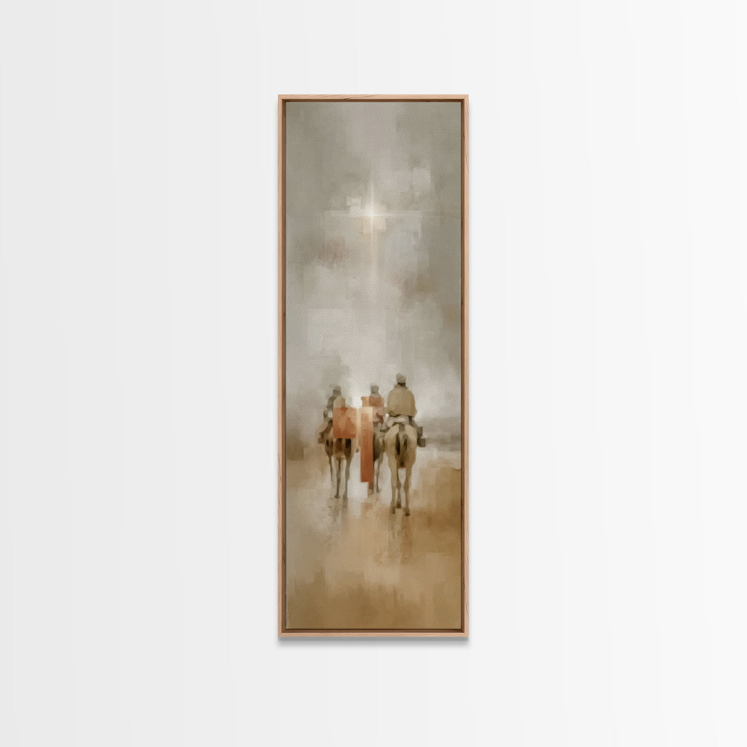 Desert Star Journey – Framed Canvas Print – Christian Wall Art – Tall Narrow Wall Art – Christian Art Canvas – Christmas Art