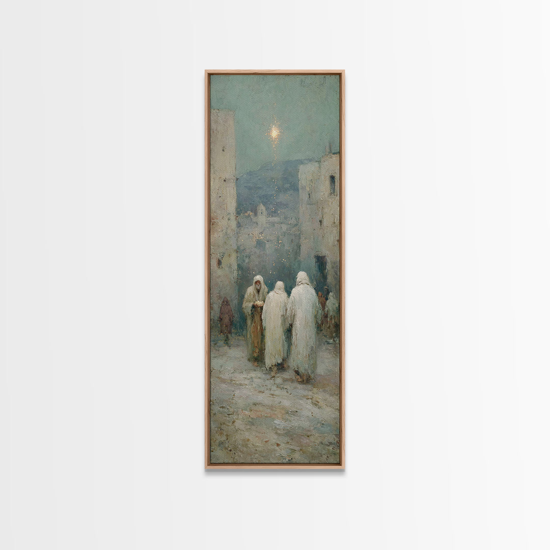 Bethlehem Pathway – Framed Canvas Print – Christian Christmas Art – Narrow Art – Christian Art Work – Christian Wall Art