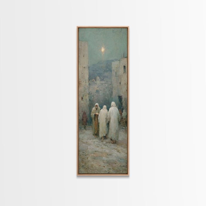 Bethlehem Pathway – Framed Canvas Print – Christian Christmas Art – Narrow Art – Christian Art Work – Christian Wall Art