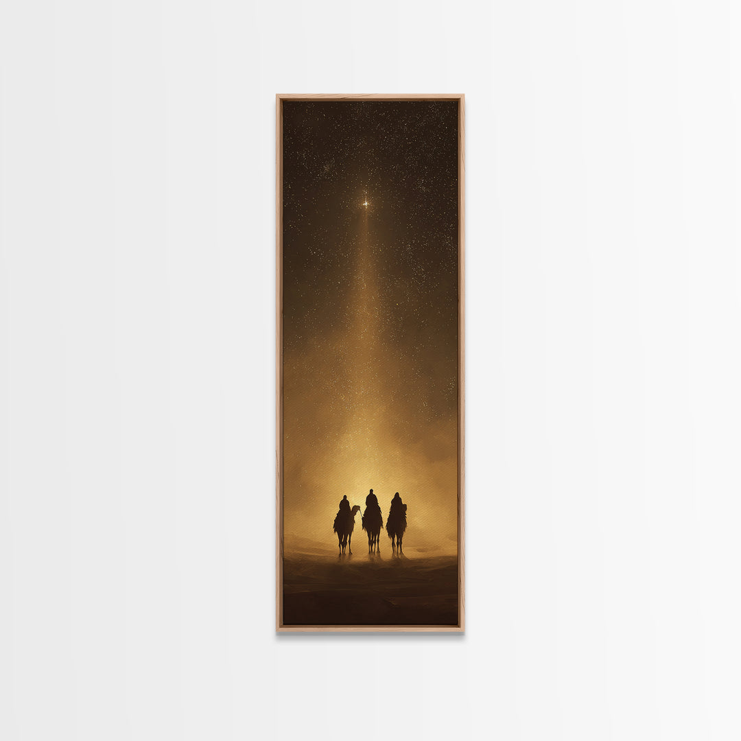 Sacred Offering Night – Framed Canvas Print – Christian Art Work – Tall Skinny Art Print – Christian Wall Art – Christmas Art