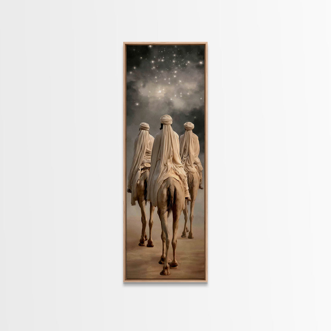 Night Sky Caravan – Framed Canvas Print – Christian Art Canvas – Tall Skinny Art Print – Christian Wall Art – Christmas Art