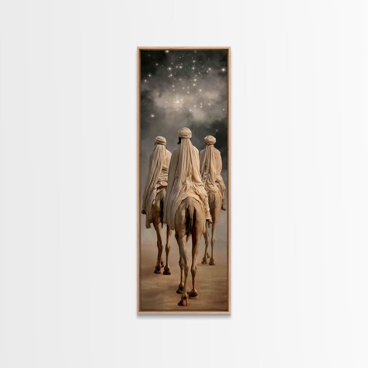 Night Sky Caravan – Framed Canvas Print – Christian Art Canvas – Tall Skinny Art Print – Christian Wall Art – Christmas Art
