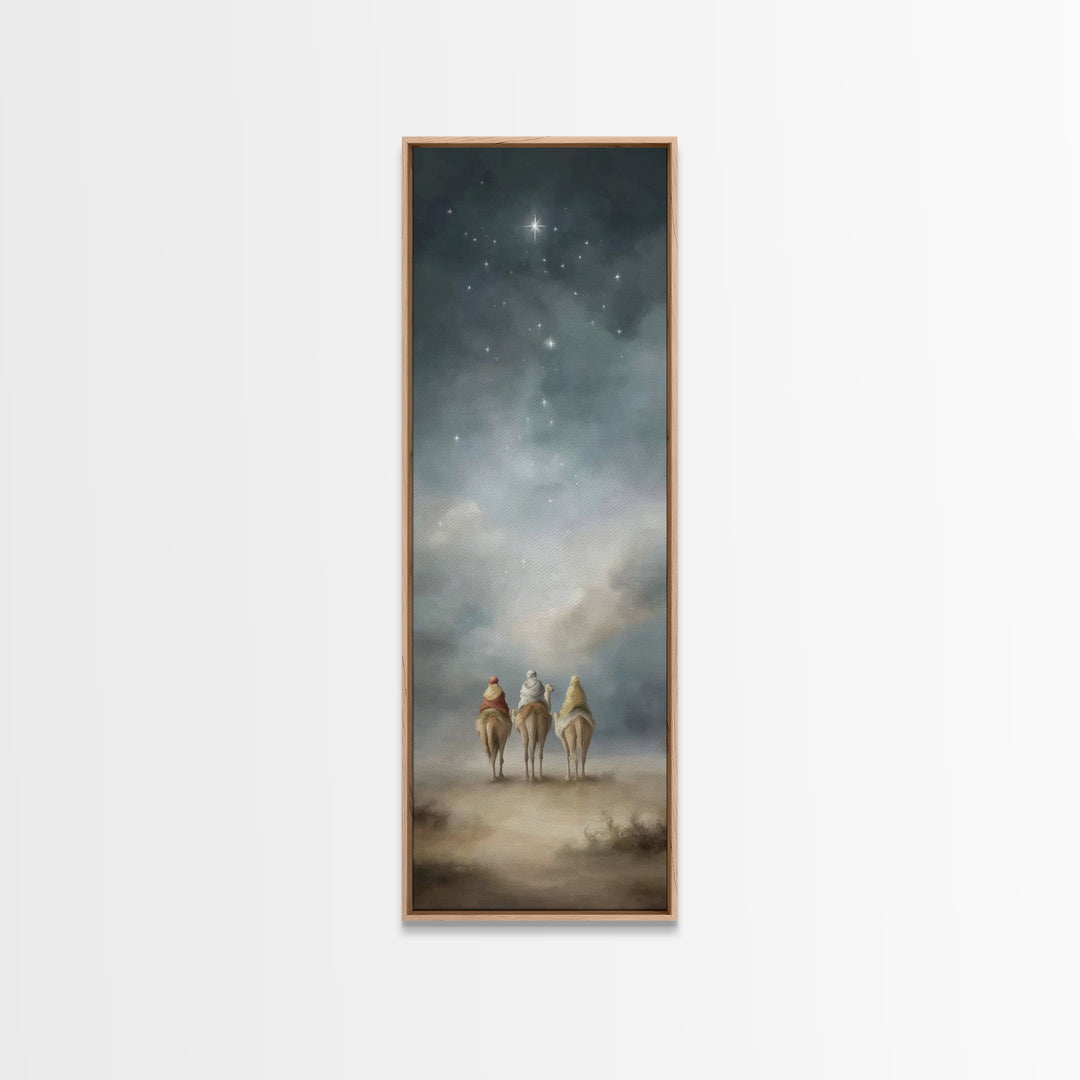 Desert Night Journey, Framed Canvas Print, Skinny Art, Christian Christmas Art, Christian Art Canvas, Large Christian Art, Modern Christian