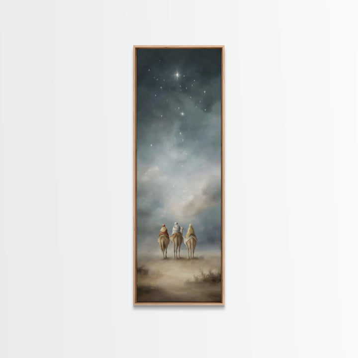 Desert Night Journey, Framed Canvas Print, Skinny Art, Christian Christmas Art, Christian Art Canvas, Large Christian Art, Modern Christian