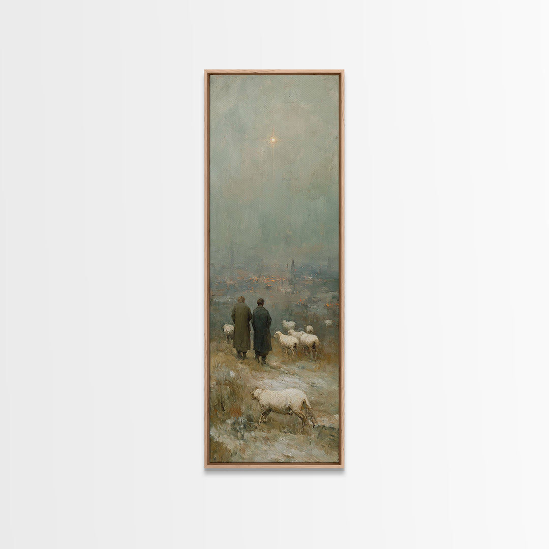 Star Of Bethlehem, Framed Canvas Print, Narrow Art, Christian Wall Art, Christian Art Print, Jesus Painting, Christmas Canvas Wall Art