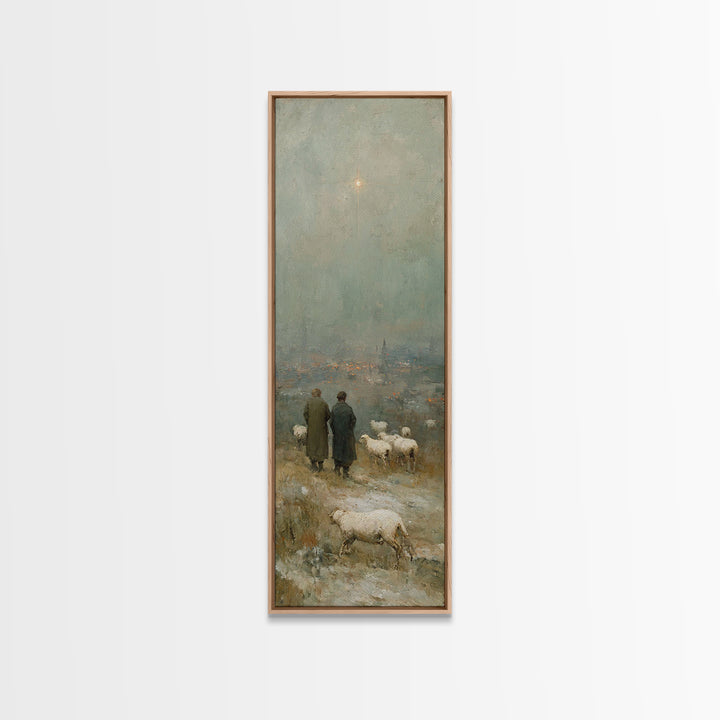 Star Of Bethlehem, Framed Canvas Print, Narrow Art, Christian Wall Art, Christian Art Print, Jesus Painting, Christmas Canvas Wall Art