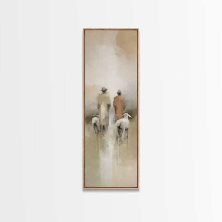 Night Of Promise, Framed Canvas Print, Tall Narrow Wall Art, Christian Christmas Art, Christian Art Work, Jesus Christmas Art, Subtle Chris