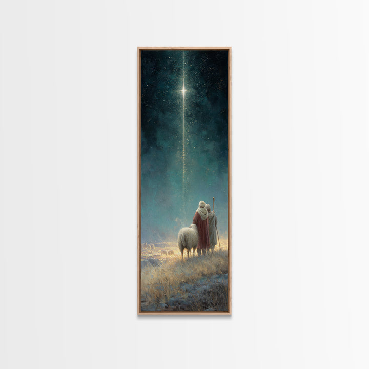 Heavenly Calling, Framed Canvas Print, Narrow Art, Christian Art, Christian Art Canvas, Christian Christmas Decorations, Moody Christmas Ar