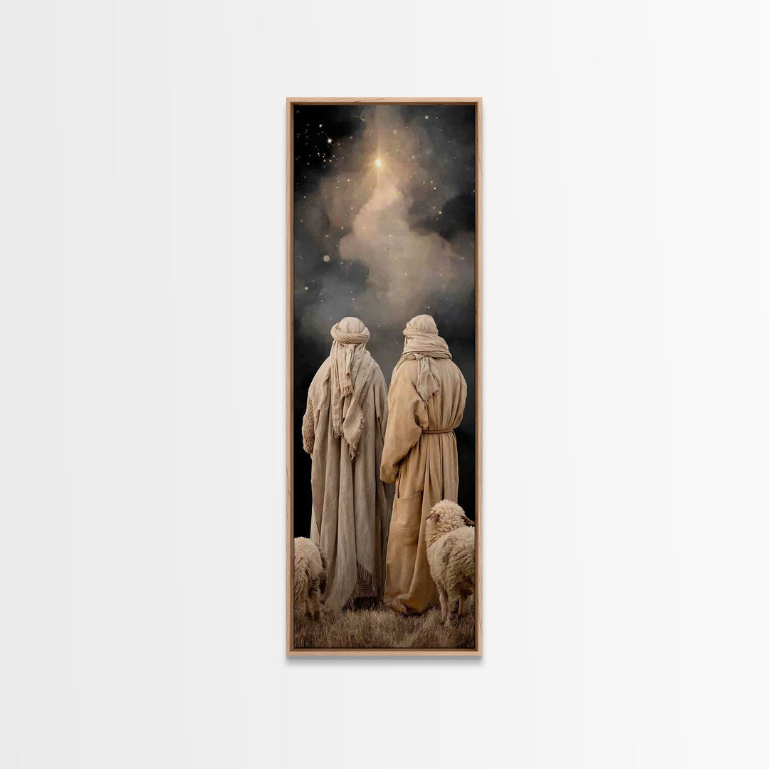 Divine Light Rise, Framed Canvas Print, Tall Narrow Wall Art, Christian Wall Art, Large Christian Painting, Christmas Art Prints, Christian