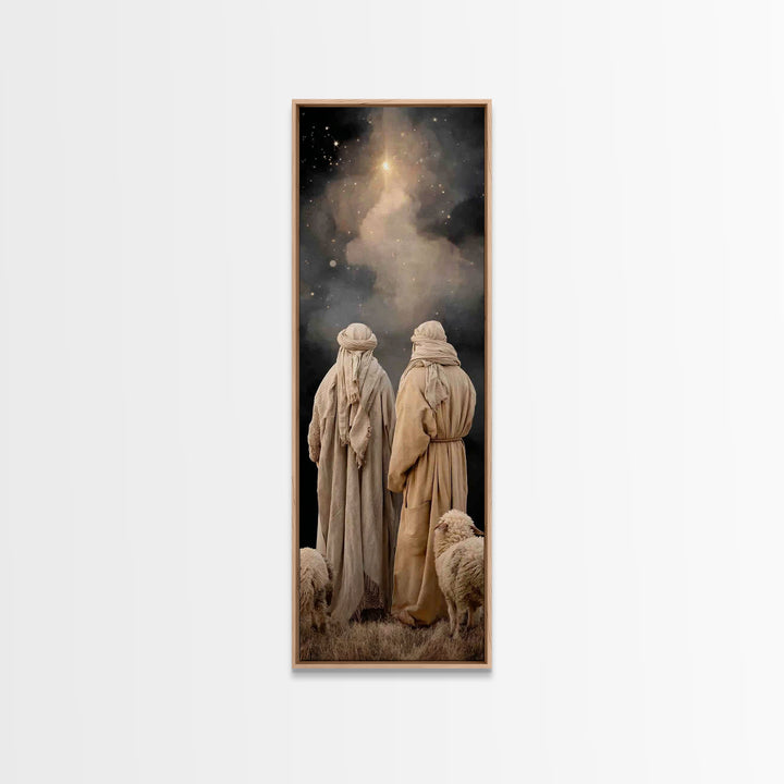 Divine Light Rise, Framed Canvas Print, Tall Narrow Wall Art, Christian Wall Art, Large Christian Painting, Christmas Art Prints, Christian