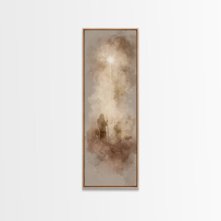 Holy Night Path, Framed Canvas Print, Skinny Art, Christian Art Canvas, Christian Gift Ideas, Christmas Canvas Wall Art, Minimalist Christi