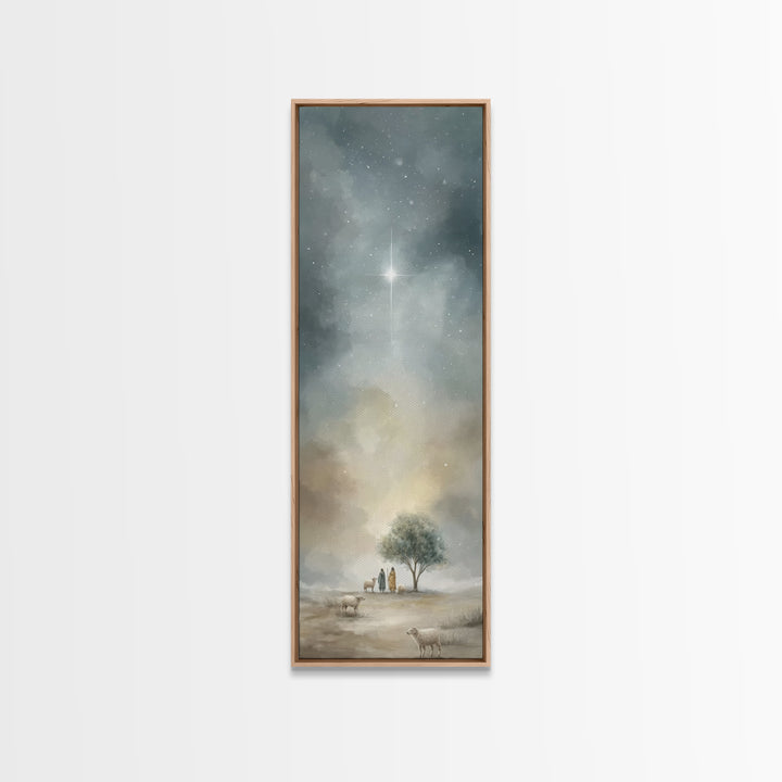 Starry Night Peace – Framed Canvas Print – Tall Narrow Wall Art – Christian Wall Art – Christian Art Canvas – Christmas Art Prints – Subtle