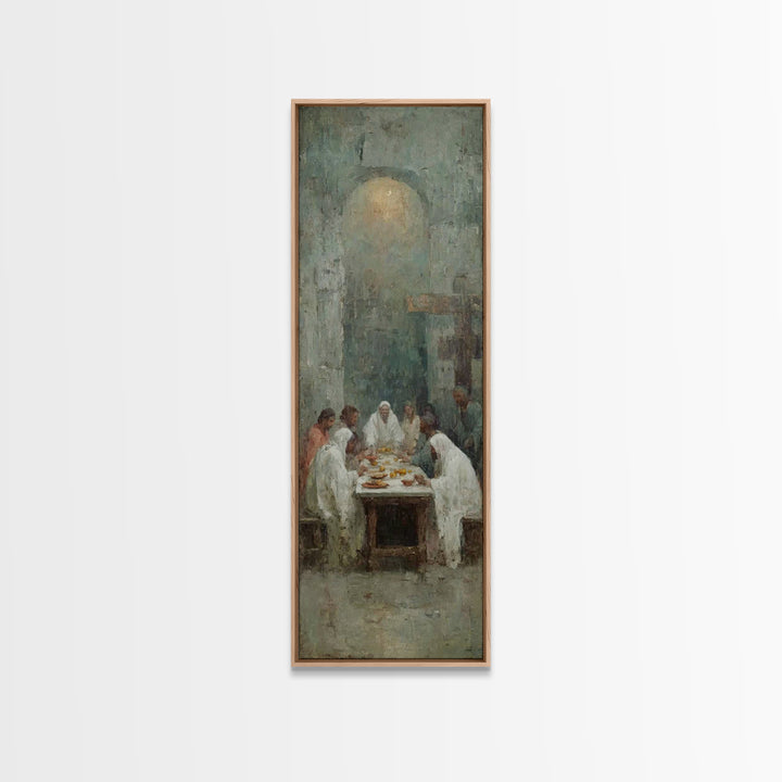 Table Of Fellowship – Framed Canvas Print – Christian Art Canvas – Christian Wall Art – Tall Narrow Wall Art – Christian Painting – Christi