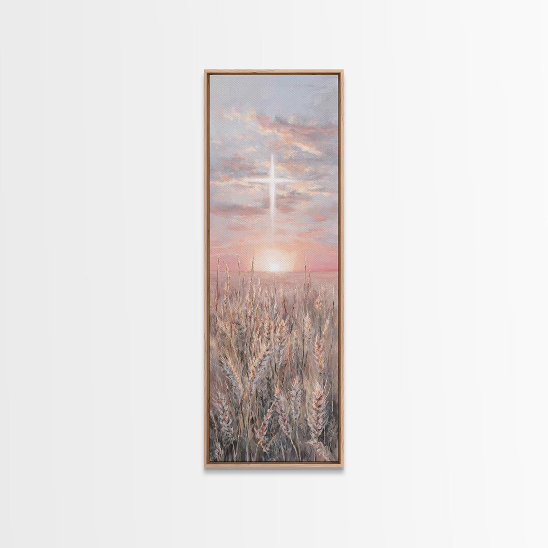 Sacred Supper Light – Framed Canvas Print – Christian Art Canvas – Christian Painting – Tall Skinny Art Print – Christian Wall Art – Vintag