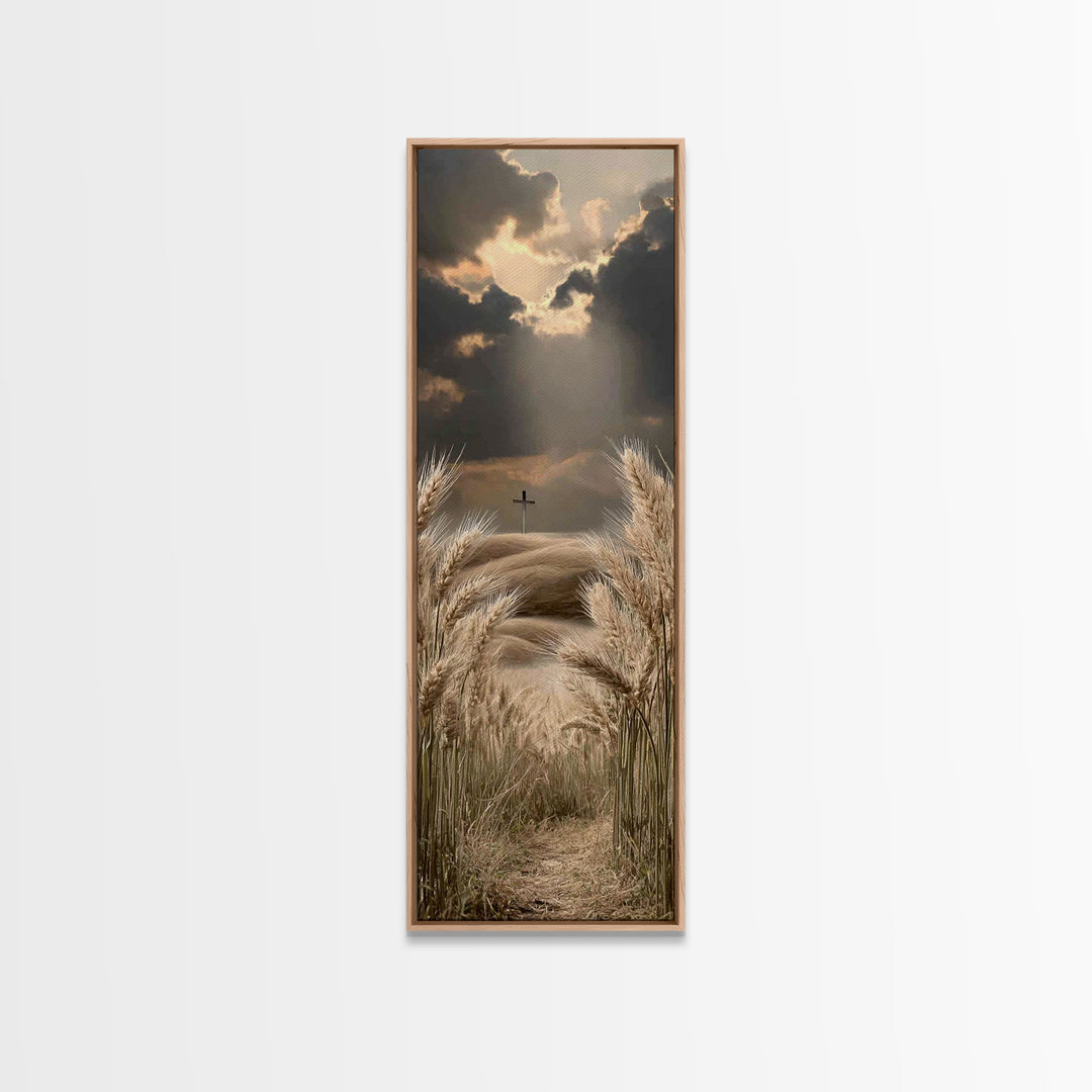 Harvest Of Faith – Framed Canvas Print – Christian Wall Art – Christian Art Print – Tall Narrow Wall Art – Christian Painting – Moody Chris