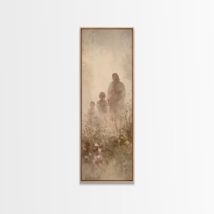 Heavenlight Meadow – Framed Canvas Print – Narrow Art – Christian Art Canvas – Jesus Painting – Christian Wall Art – Modern Christian Art –