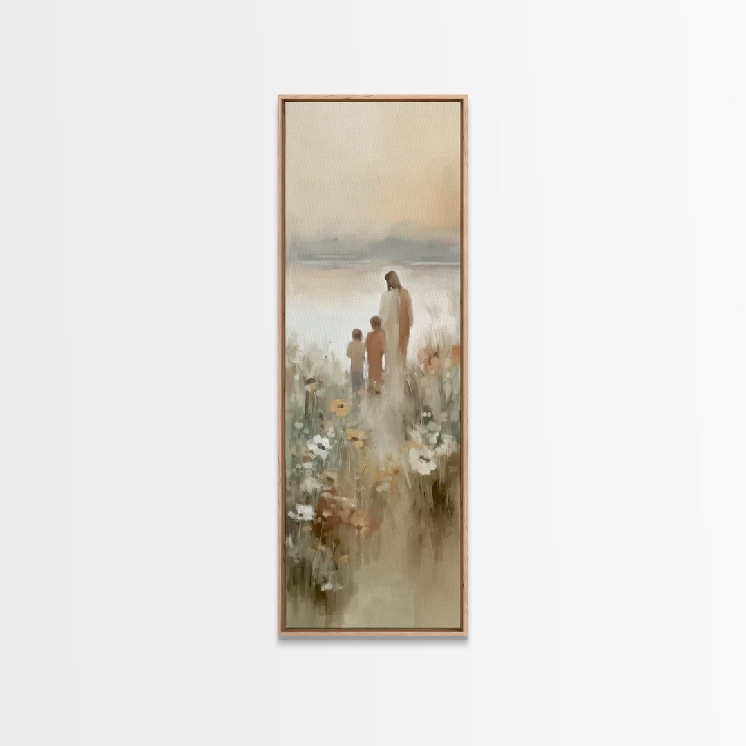 Fields Of Promise – Framed Canvas Print – Tall Narrow Wall Art – Christian Art Canvas – Jesus Painting – Christian Wall Art – Moody Christi