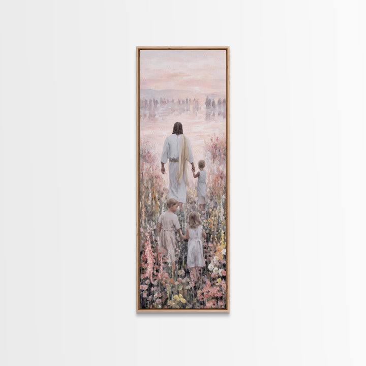 Morning Grace Bloom – Framed Canvas Print – Narrow Art – Christian Wall Art – Christian Art Print – Jesus Painting – Unique Christian Art –