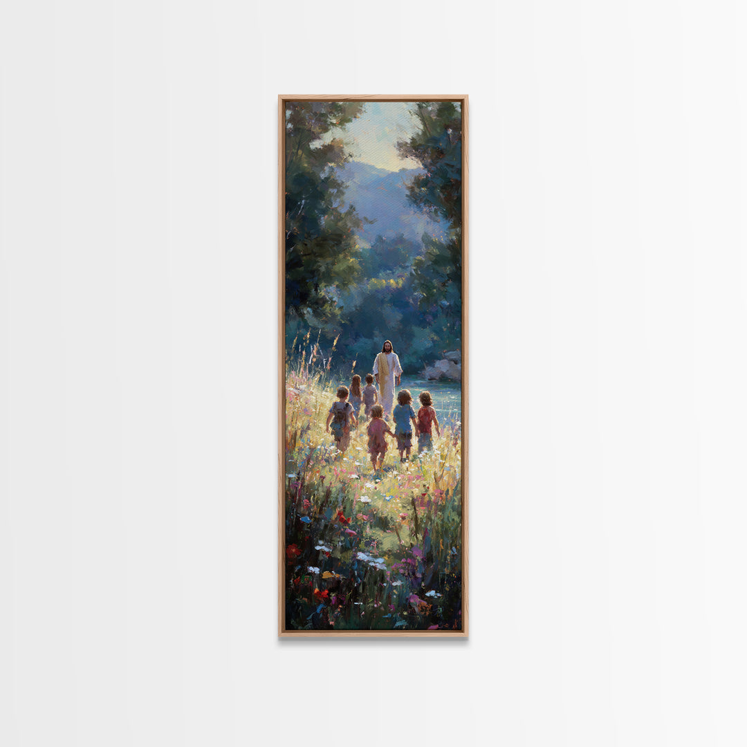 Valley Of Peace – Framed Canvas Print – Tall Skinny Art Print – Christian Art Canvas – Christian Wall Art – Jesus Painting – Modern Christi
