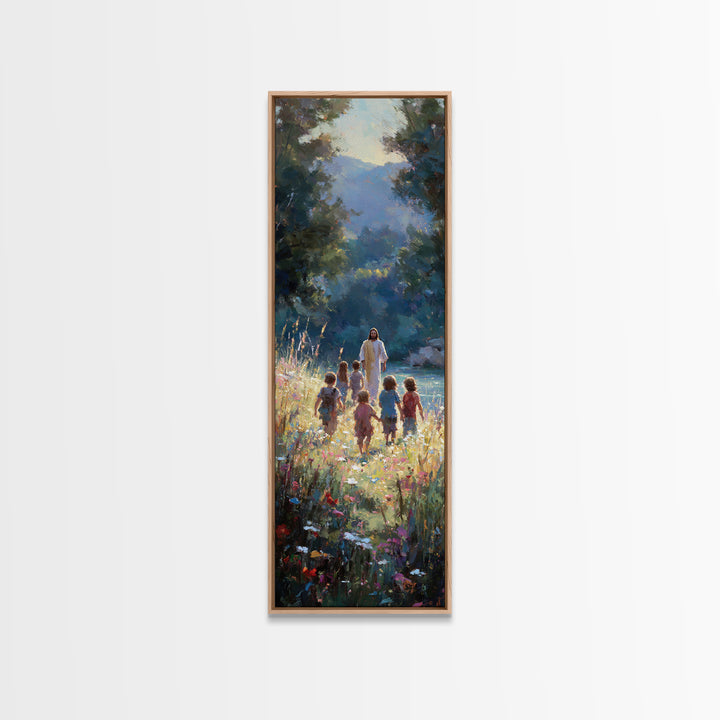Valley Of Peace – Framed Canvas Print – Tall Skinny Art Print – Christian Art Canvas – Christian Wall Art – Jesus Painting – Modern Christi