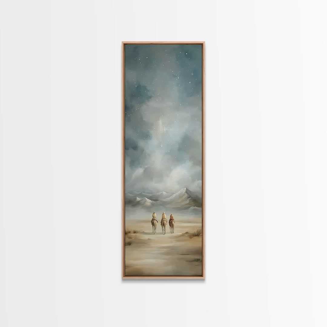 Starry Night Caravan – Framed Canvas Print – Tall Skinny Art Print – Christian Wall Art – Christmas Wall Art – Christian Decor – Christian
