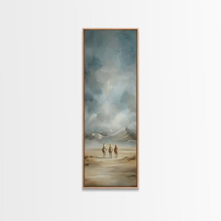 Starry Night Caravan – Framed Canvas Print – Tall Skinny Art Print – Christian Wall Art – Christmas Wall Art – Christian Decor – Christian