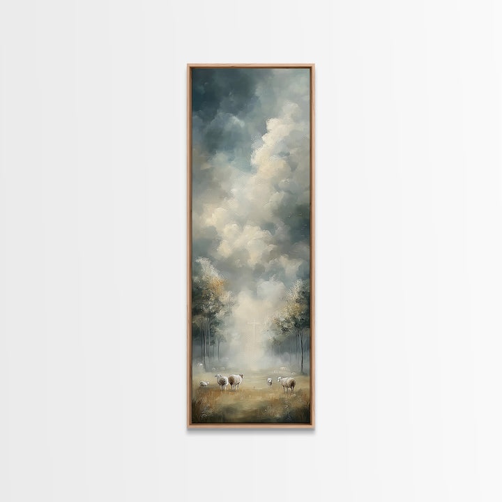 Crosslight Path – Framed Canvas Print – Narrow Art – Christian Art Canvas – Christian Wall Art – Modern Christian Art – Christmas Art – Chr