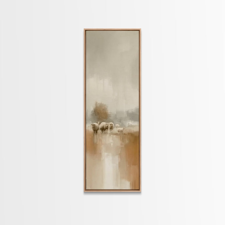 Soft Pasture Peace – Framed Canvas Print – Tall Skinny Art Print – Christian Wall Art – Christian Art Canvas – Moody Christian Art – Jesus