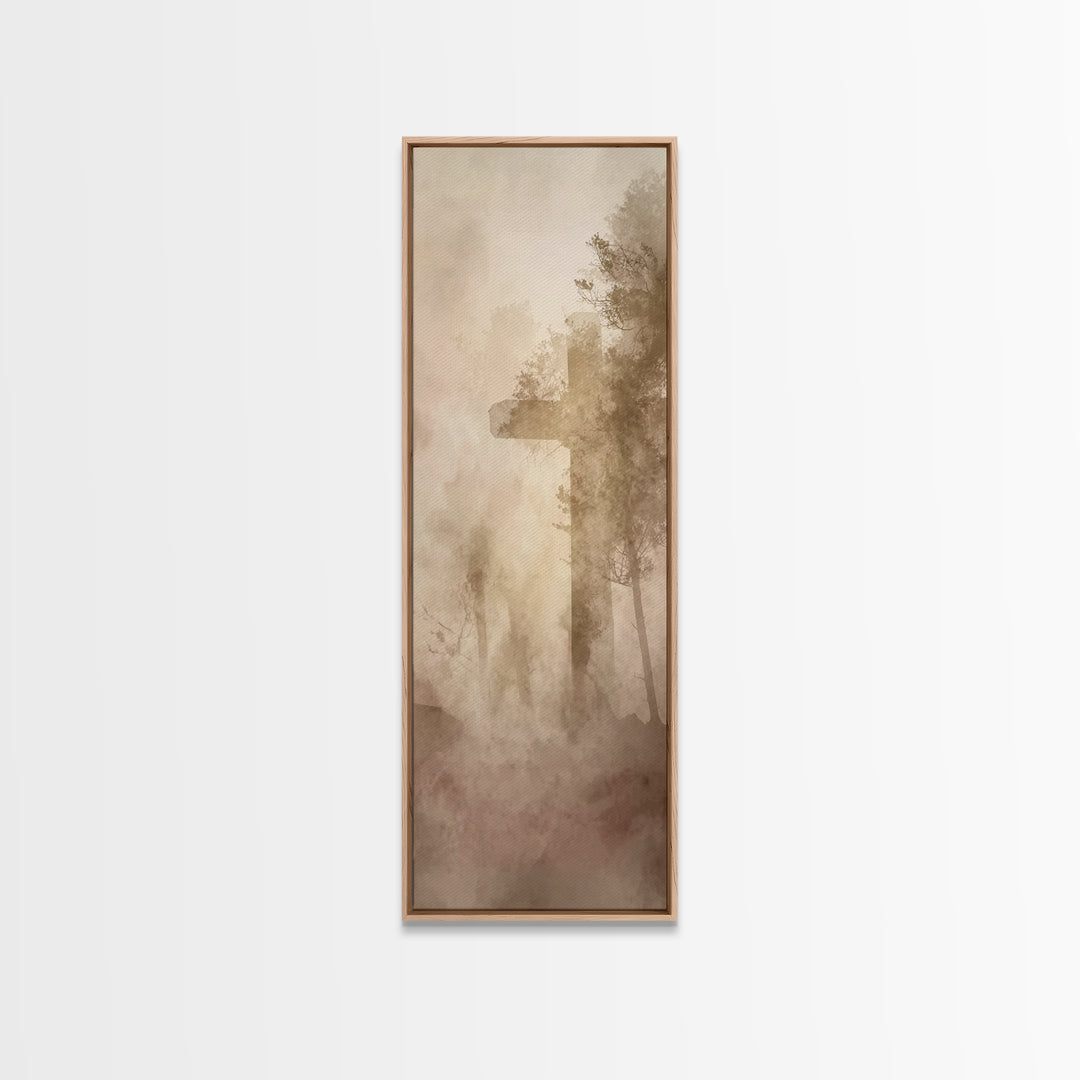 Cross Of Serenity – Framed Canvas Print – Tall Narrow Wall Art – Christian Art Canvas – Christian Wall Art – Moody Christian Art – Christma