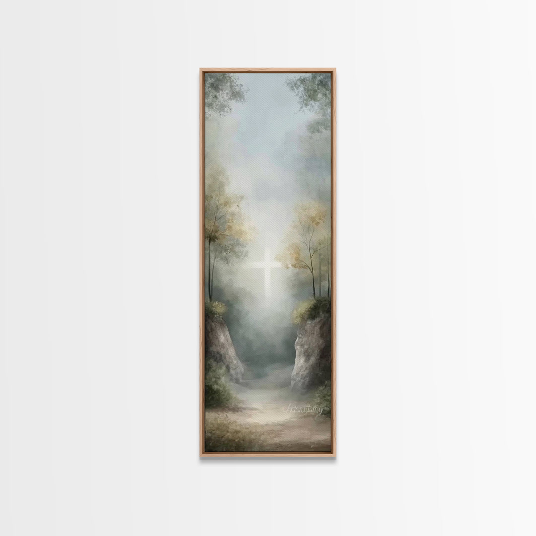 Heavenly Grove Light, Framed Canvas Print, Narrow Art, Christian Wall Art, Christian Art Canvas, Jesus Painting, Christmas Art, Christian C