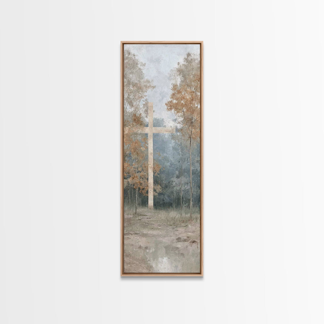 Cross Of Dawn | Framed Canvas Print | Tall Narrow Wall Art | Christian Art | Christian Canvas Art | Jesus Painting | Christmas Art | Christ