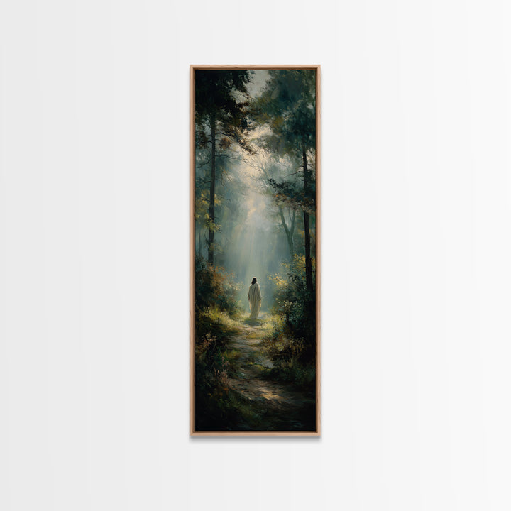 Sacred Journey Glow | Framed Canvas Print | Tall Skinny Art Print | Christian Art | Jesus Painting | Christian Canvas Art | Christmas Art |